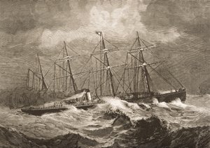 O &39;Celtic&39; cruzando o Atlântico no inverno, c.1870, da &39;American Pictures&39; publicado pela Sociedade de Tratados Religiosos, 1876 de English School